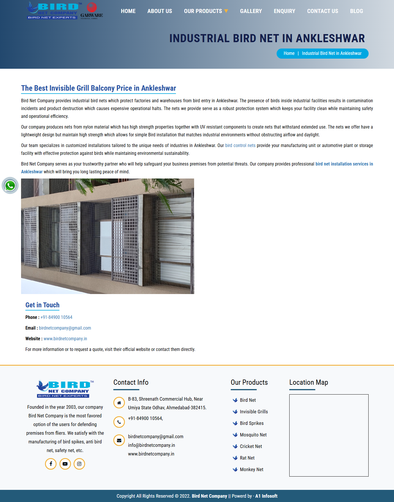 Industrial Bird Netting in Ankleshwar Chemical & Industrial Hub