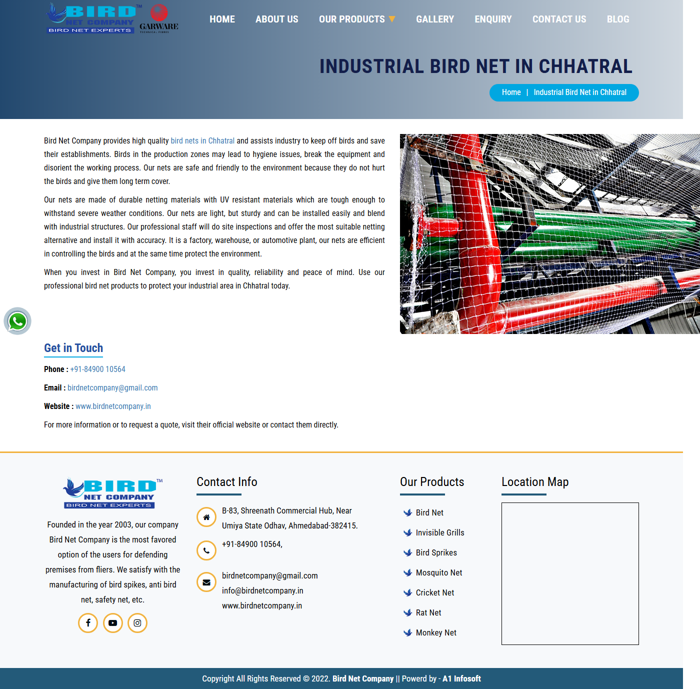 Industrial Bird Netting in Chhatral GIDC Hub