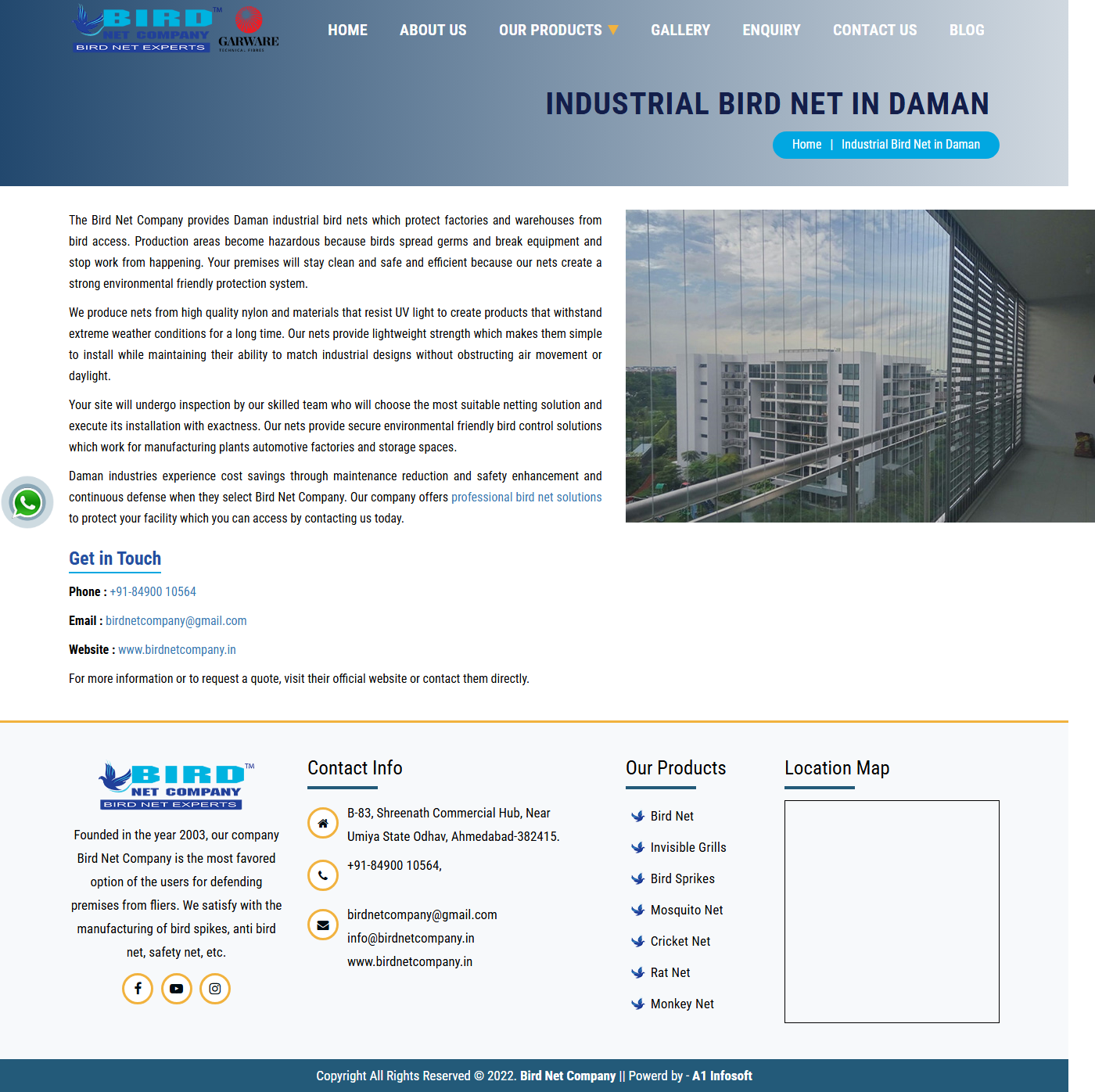 Industrial Bird Netting in Daman Industrial Belt
